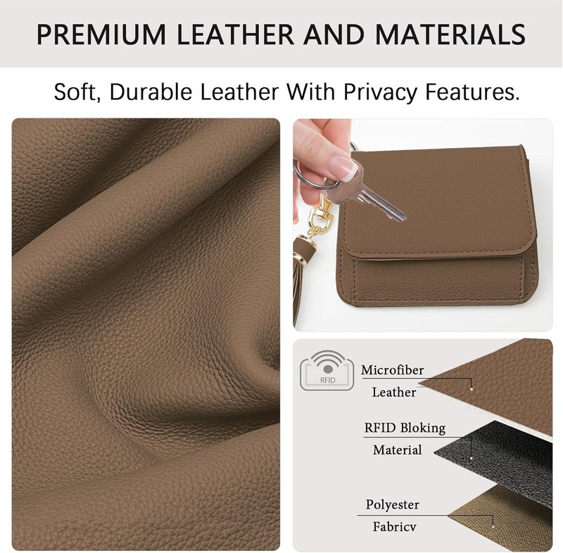 Sunpour Store محفظة مفاتيح RFID للنساء، محافظ صغيرة مع حلقة مفاتيح و جيب للنقود و نافذة للهوية - Image 5